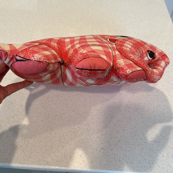 Rare Vintage handmade elephant pillow Gingham Pink Plaid with hat - Picture 4 of 9